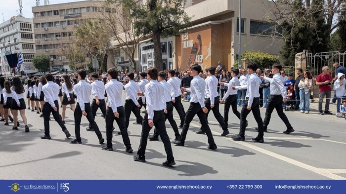 The English School Parade Team Shines at the 25th March Festivities.